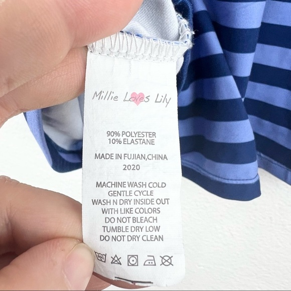 MILLIE LOVES LILY Striped Dress, Periwinkle and Navy, Stretch, Size 5 - Picture 4 of 4